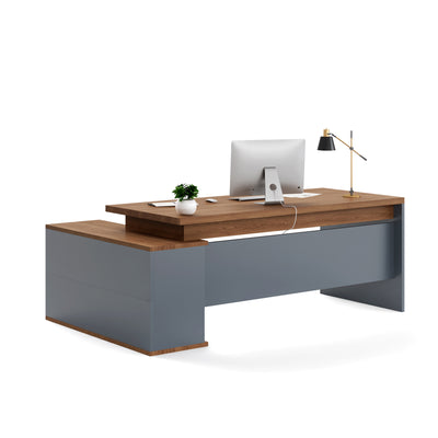 Executive Table - L-Shaped Wood Desk with Drawers | Nexomensa