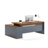 Nexomensa Modern L-Shaped Executive Desk with Side Cabinet | Walnut & Grey Business Workstation (71