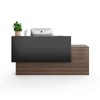 Nexomensa Executive Reception Desk with Privacy Panel | Charcoal & Walnut Dual-Height Counter (71
