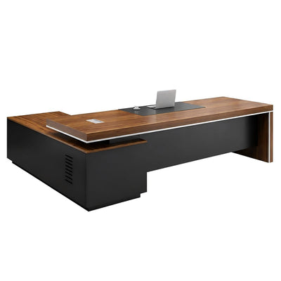   
                    L-Shaped Executive Desk with Lockable Storage & Cable Management
                    
