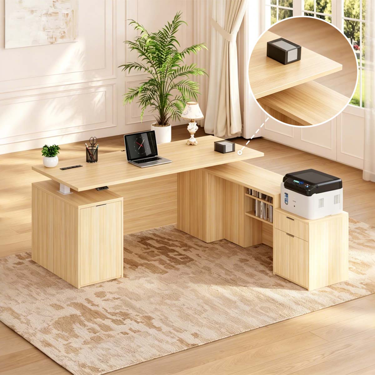Standing Desk with Drawers - L-Shaped Executive Desk | Nexomensa
