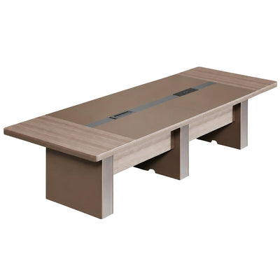   
                    Large Light Oak Conference Table with Built-In Power & Cable Management
                    