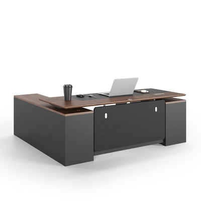   
                    L-Shaped Executive Standing Desk with Storage
                    