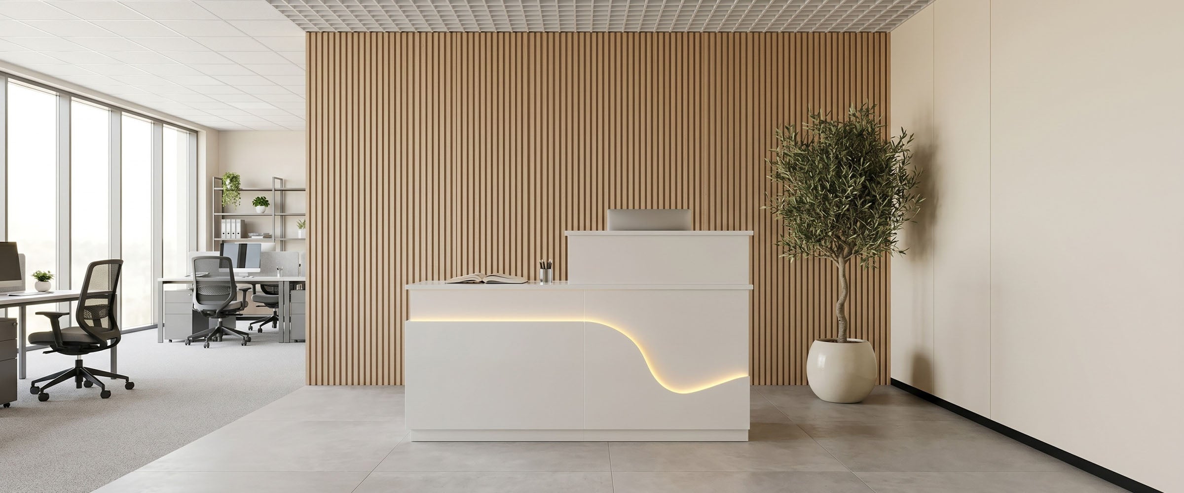 wide-modern-reception-desk-with-wood-slat-wall