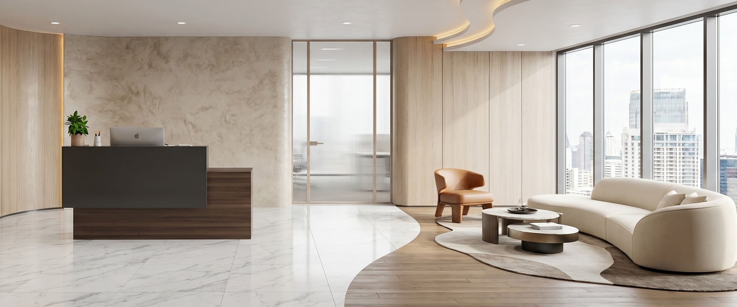 wide-modern-reception-lounge-with-curved-ceiling-and-city-view