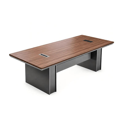   
                    Walnut & Gray Conference Table with Integrated Power & Cable Management
                    